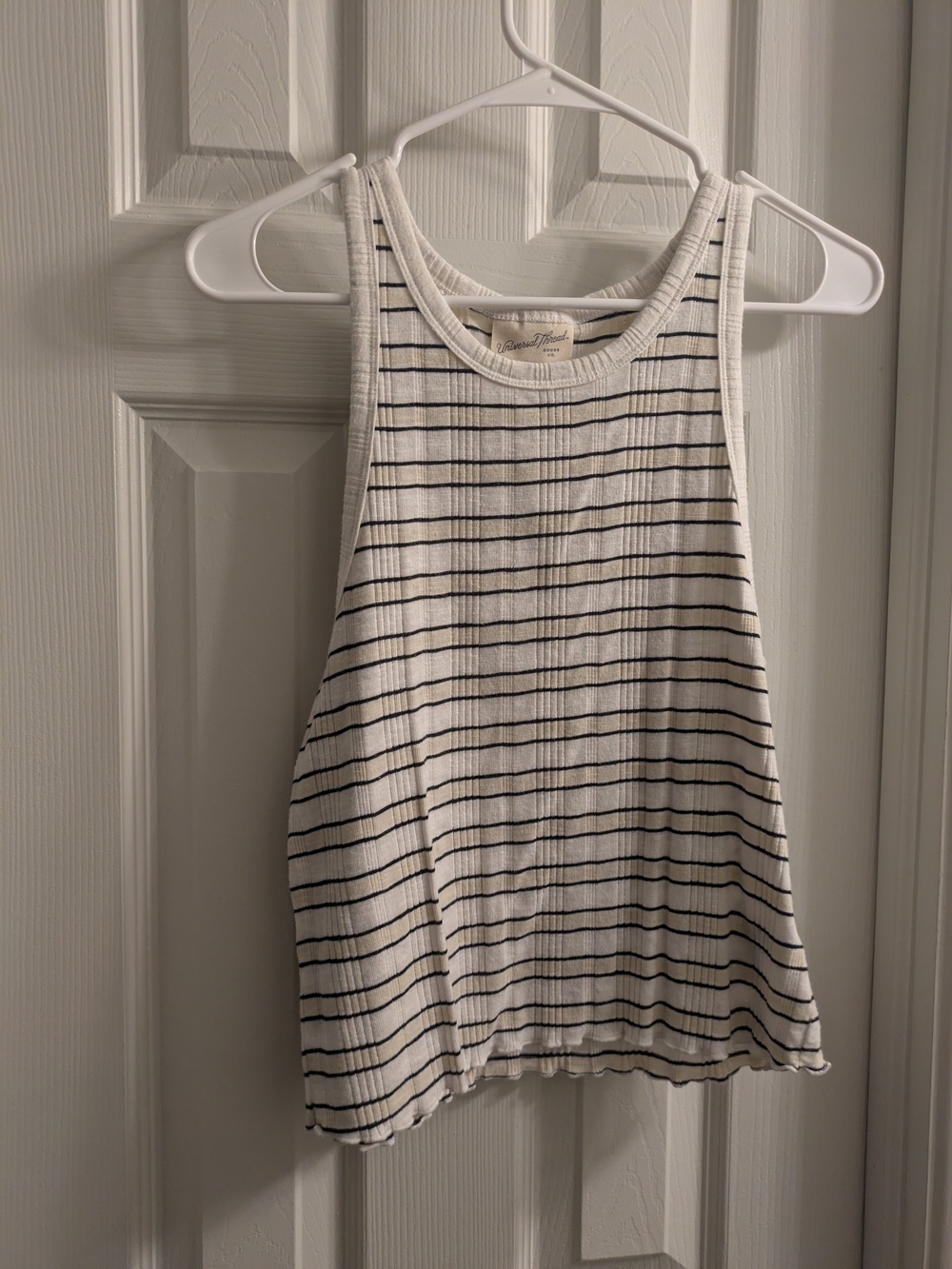 Striped Ribbed Tank Top - White/Black